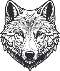 Silhouette wolf head vector illustration.