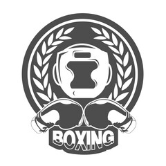 Illustration of black and white training boxing concept for boxing label