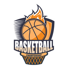 Illustration of modern basketball logo.It's for attack concept