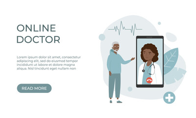 Doctor online service landing page. Medicine and healthcare concept. 