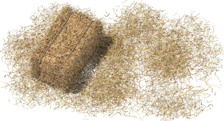 dried straw bale scattered straw arch viz cutout 3d render