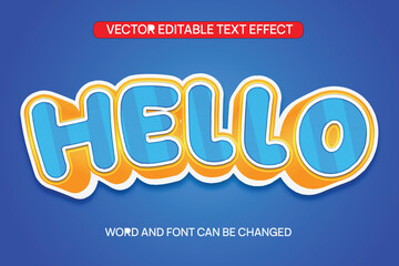 Hello Text Effect Vector 3D