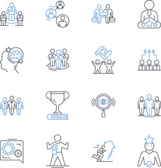 Alliance team line icons collection. Cohesion, Unity, Collaboration, Synergy, Partnership, Support, Trust vector and linear illustration. Bond,Harmony,Cohesiveness outline signs set Generative AI