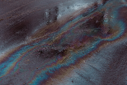 Oil slicks on wet asphalt