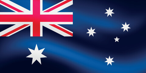Waving Australia flag. Illustration in official colors and proportion correctly.