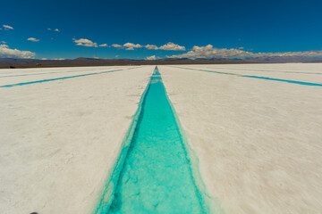 Pools for the extraction of lithium in Salinas Grandes, Jujuy, Argentina - obrazy, fototapety, plakaty