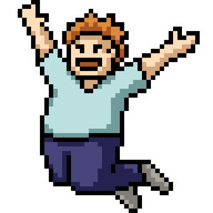Obraz premium pixel art man jump happy