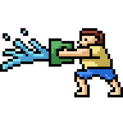 Obraz premium pixel art man play water
