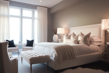 Fototapeta premium a posh bedroom bathed in cozy light