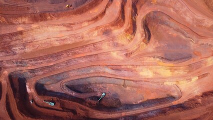 top drone view of an iron ore mines in Asia HD