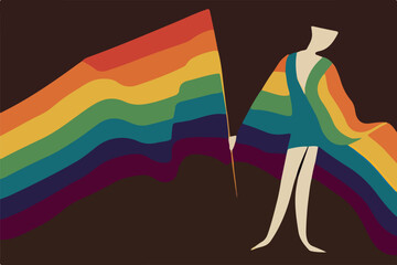 Bold and expressive vector design featuring the LGBT flag in a unique style