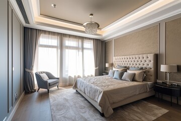  Cozy spacious bedroom in luxury apartment