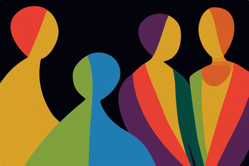 A dynamic and colorful illustration of LGBT individuals, highlighting their strength and solidarity - obrazy, fototapety, plakaty