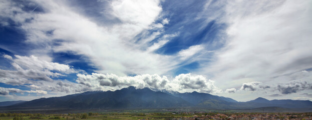Panorama of the mountains Olympus