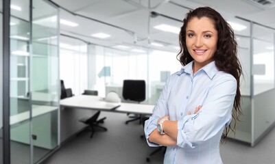 Beauty portrait of happy young business woman