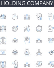 Holding company line icons collection. Recycling, Pollution, Restoration, Sustainability, Conservation, Hazardous, Contamination vector and linear illustration. Generative AI