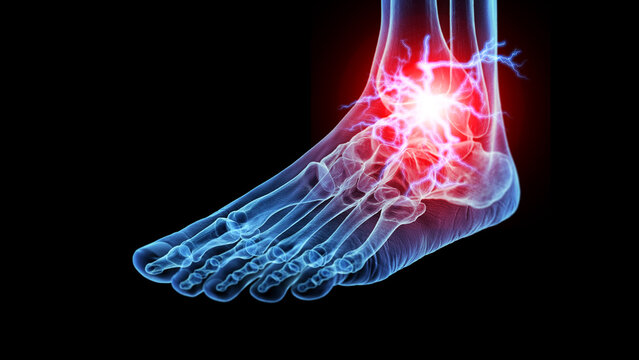 3D Rendered Medical Illustration of foot pain