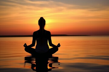 Yoga meditation, yoga teacher,  nature buddhist, practicing yoga, zen buddhism. Generative AI.