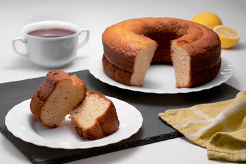 Ingredients to prepare a lemon cake. Homemade cake