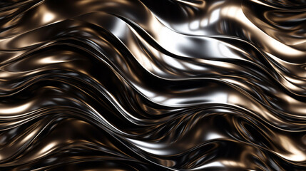 Seamless Tile of Metallic Wavy Abstract Background - Generative AI. With the option to seamlessly tile on all sides to your desired size.