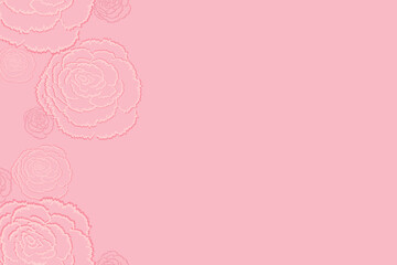 Mother’s day Pink carnation background banner with copy space designs for Valentine wedding birthday party invitation. Cute flowers vector illustrations.
