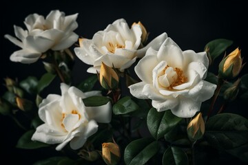 Naklejka na ściany i meble 3d flower buds resembling white roses. Generative AI