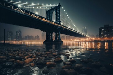 Artwork of iconic bridge in New York. Generative AI