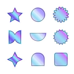 Gradient Sticker Bundle shape, Geometric shape sticker, holographic gradient