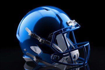 3D-rendered blue football helmet on white background. Generative AI