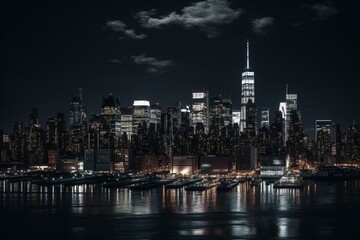 Profile view of NYC skyline. Generative AI