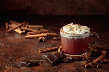 Hot chocolate with whipped cream.