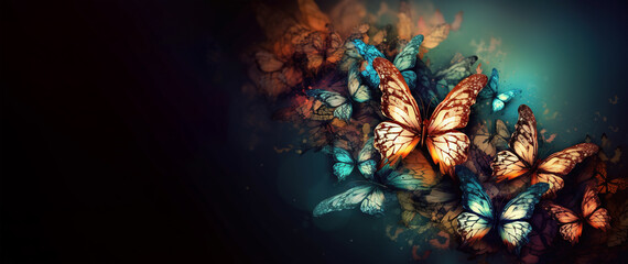 butterflies panoramic layout. Generative Ai