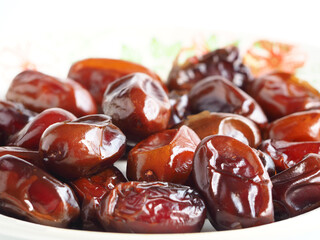 Close-up Dried dates, food background.  Macro foto date fruits
