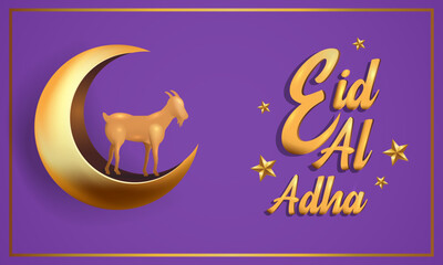 Fototapeta na wymiar Eid Al Adha Mubarak the celebration of Muslim community festival background design.Vector Illustration. Purple background.