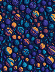 planets seamless patterns rainbow theme Generative AI