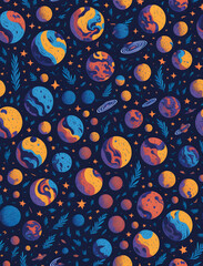 planets seamless patterns Generative AI