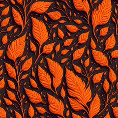 orange color centered artwork of floral Generative AI