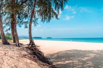 Beach, sea and sky at a sunny day on a tropical island