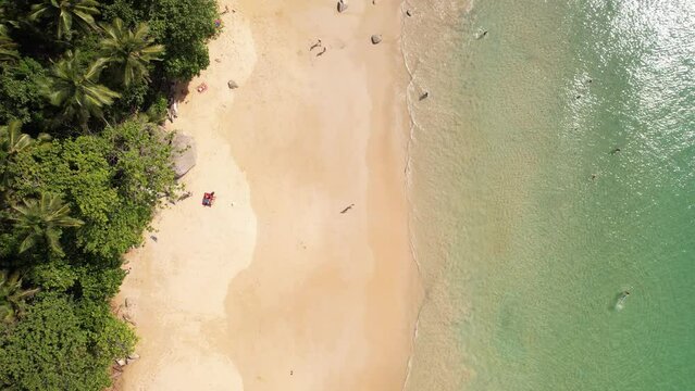 4K Aerial Drone Footage Nai Thon Beach, Thalang, Phuket, Thailand