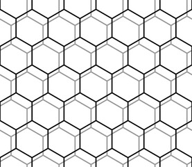 A seamless pattern of hexagons with the lines drawn in black