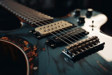Fototapeta na wymiar Close-up of a unique and striking electric guitar. Generative AI