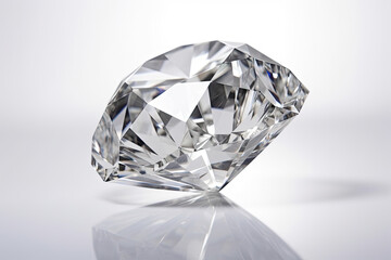 Dazzling round artificial diamond on white background. Generative AI