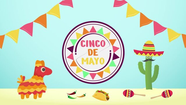 Cinco de Mayo celebration animated background. Cinco de Mayo vector illustration.