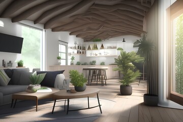Fototapeta na wymiar Organic Interiors , Living Spaces - generative ai