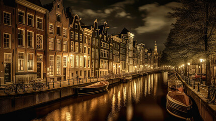 Fototapeta na wymiar Amsterdam. Breathtaking travel destination place. Generative AI