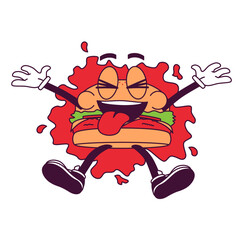 Groovy burger pop cartoon character
