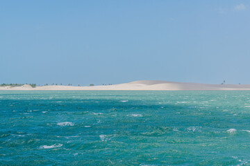 Scenic view of the sea with the island of love in Camocim - Ceará - Brazil.