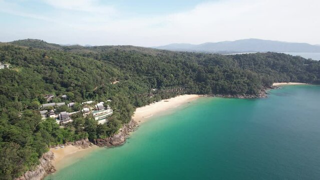 4K Aerial Drone Footage Nai Thon Noi (White Andaman) Beach, Thalang, Phuket, Thailand