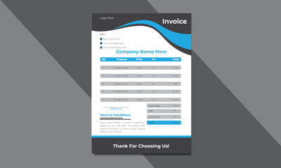 Invoice minimal design template. Bill form business invoice accounting