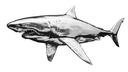 3d illustration of a chrome shark